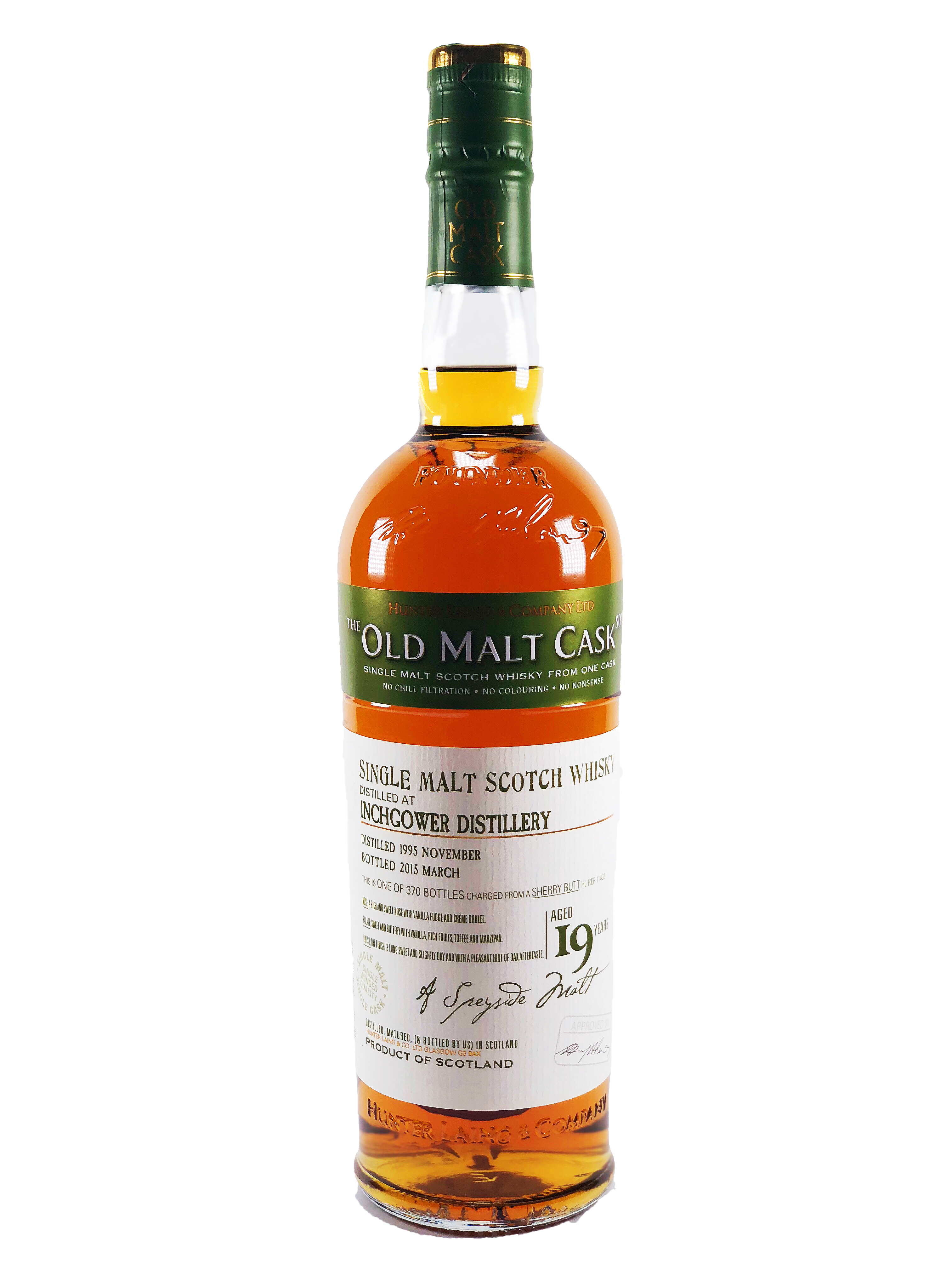 Inchgower_19_yo_1995-2015_Single_Cask_Old_Malt_Cask_50%_Hunter_Laing_one_of_370_Sherry_Butt_HL_11402_Speyside