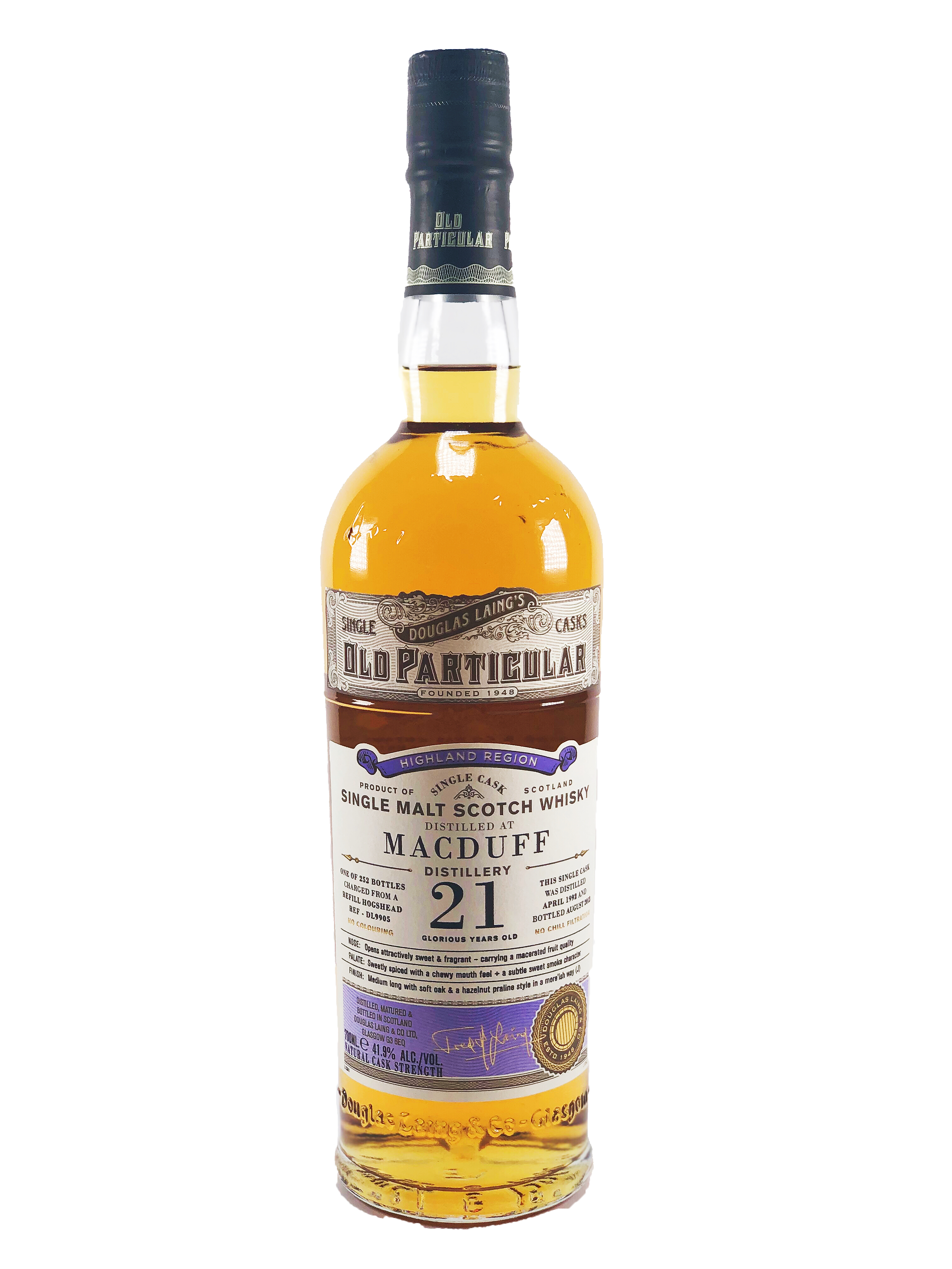 Macduff_21_yo_1992-2013_Single_Cask_Old_Particular_Douglas_Laing's_41.9%_one_of_252_Refill_Hogshead_DL9905_Highland